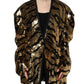Dolce & Gabbana Black Gold Sequin Tiger Stripe Blazer Jacket