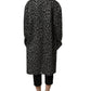 Dolce & Gabbana Black Silver Jacquard Leopard Coat Jacket