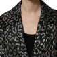 Dolce & Gabbana Black Silver Jacquard Leopard Coat Jacket