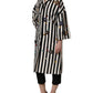 Dolce & Gabbana Black White Striped Embellished Coat Jacket