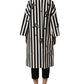 Dolce & Gabbana Black White Striped Embellished Coat Jacket