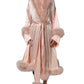 Dolce & Gabbana Light Pink Silk Turkey Feather Robe Jacket