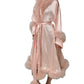 Dolce & Gabbana Light Pink Silk Turkey Feather Robe Jacket