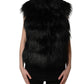 Dolce & Gabbana Black Acrylic Faux Fur Sleeveless Vest Jacket