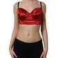 Dolce & Gabbana Red Polyester Satin Bustier Cropped Tank Top