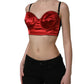 Dolce & Gabbana Red Polyester Satin Bustier Cropped Tank Top