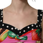 Dolce & Gabbana Multicolor Silk Cropped Bustier Corset Top