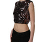 Dolce & Gabbana Purple Sequined Sleeveless Cropped Tank Top