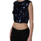 Dolce & Gabbana Blue Sequined Sleeveless Cropped Tank Top