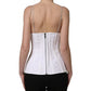 Dolce & Gabbana White Brown Cotton Sleeveless Corset Top