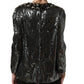 Dolce & Gabbana Metallic Gray Sequin Embellished Blouse Top