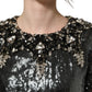 Dolce & Gabbana Metallic Gray Sequin Embellished Blouse Top