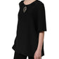 Dolce & Gabbana Black Floral Silk Heart Appliqué Blouse Top