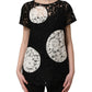 Dolce & Gabbana Black White Floral Lace Short Sleeve Blouse Top