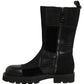 Dolce & Gabbana Black Patchwork Leather Mid Calf Boots Shoes
