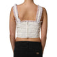 Dolce & Gabbana White Lace Trimmed Cotton Cropped Tank Top