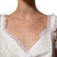 Dolce & Gabbana White Lace Trimmed Cotton Cropped Tank Top