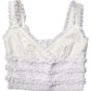 Dolce & Gabbana White Lace Trimmed Cotton Cropped Tank Top