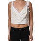Dolce & Gabbana White Lace Trimmed Cotton Cropped Tank Top