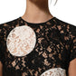 Dolce & Gabbana Black White Floral Lace Short Sleeve Blouse Top