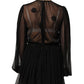 Dolce & Gabbana Black Polyester Mesh Sheer Crewneck Blouse Top