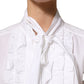 Dolce & Gabbana White Ruffled Bib Long Sleeves Blouse Top