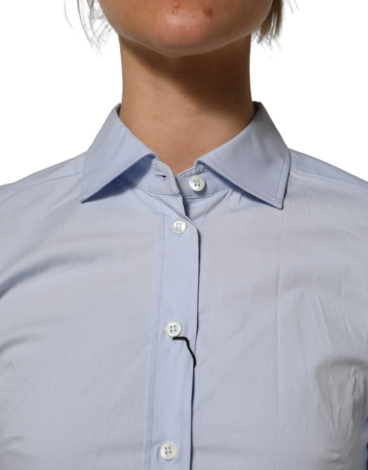 Dolce & Gabbana Blue Collared Long Sleeves Dress Shirt Top