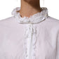 Dolce & Gabbana White Ruffled Lace Embellished Blouse Top