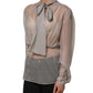 Dolce & Gabbana Gray Sheer Silk Chiffon Shirt Bow Collar Top