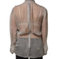 Dolce & Gabbana Gray Sheer Silk Chiffon Shirt Bow Collar Top