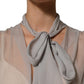 Dolce & Gabbana Gray Sheer Silk Chiffon Shirt Bow Collar Top