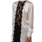 Dolce & Gabbana White satin Lace Trim LOng Sleeves Blouse Top