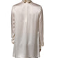 Dolce & Gabbana White satin Lace Trim LOng Sleeves Blouse Top
