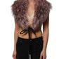 Dolce & Gabbana Pink Acrylic Faux Fur Knit Shrug Vest Top