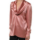 Dolce & Gabbana Pink Satin Silk V-neck Long Sleeves Blouse Top