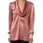 Dolce & Gabbana Pink Satin Silk V-neck Long Sleeves Blouse Top