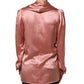 Dolce & Gabbana Pink Satin Silk V-neck Long Sleeves Blouse Top