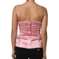 Dolce & Gabbana Pink Silk Satin Padded Bra Corset Style Top