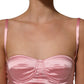 Dolce & Gabbana Pink Silk Satin Padded Bra Corset Style Top