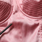 Dolce & Gabbana Pink Silk Satin Padded Bra Corset Style Top