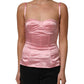 Dolce & Gabbana Pink Silk Satin Padded Bra Corset Style Top