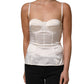 Dolce & Gabbana White Silk Satin Padded Bra Corset Style Top