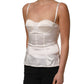 Dolce & Gabbana White Silk Satin Padded Bra Corset Style Top