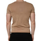 Dolce & Gabbana Brown Cotton Logo Patch Round Neck T-shirt