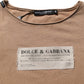 Dolce & Gabbana Brown Cotton Logo Patch Round Neck T-shirt