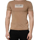 Dolce & Gabbana Brown Cotton Logo Patch Round Neck T-shirt