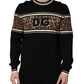Dolce & Gabbana Black Leopard Wool Crew Neck Men Pullover Sweater