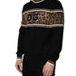 Dolce & Gabbana Black Leopard Wool Crew Neck Men Pullover Sweater