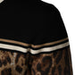 Dolce & Gabbana Black Leopard Wool Crew Neck Men Pullover Sweater