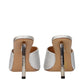Off-White Gray Satin Stiletto Heel Sandals